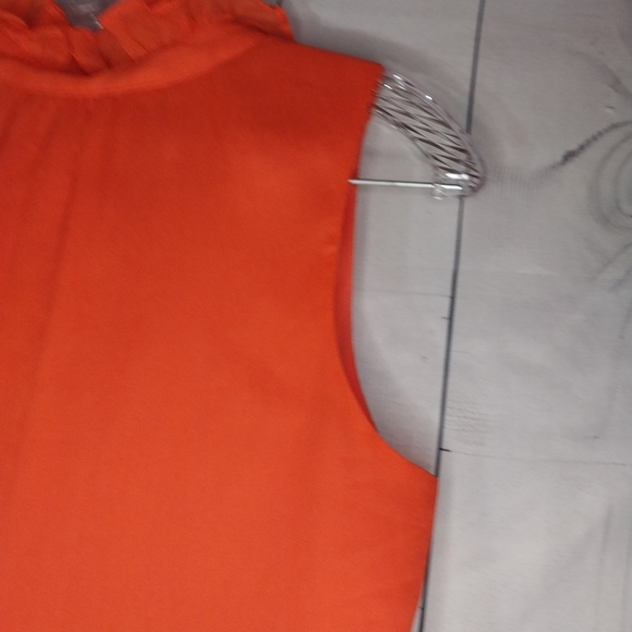 J.Crew Naomi Top Orange Lined Silk Sleeveless Ruffle Neck Blouse - Picture 13 of 14